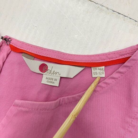 Boden Helena Pink Chino Short Dress Sleeveless Knee Length V Neck  Women's 12R - Picture 8 of 10